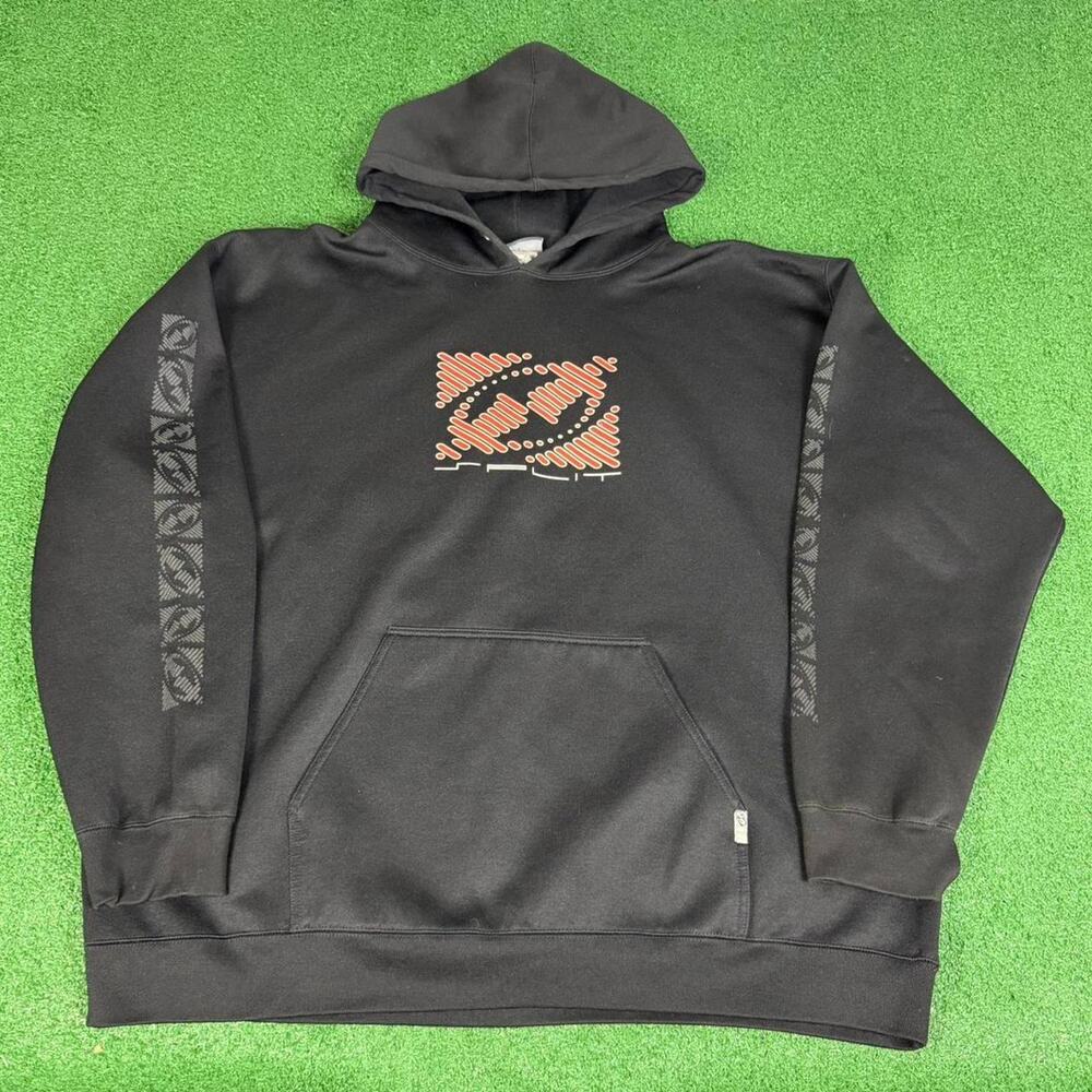 Split Surf Hoodie Mens XL Y2K Skate Surfwear Black Pullover